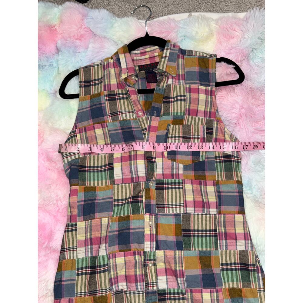 ❤️🔥Vintage Ralph Lauren Patchwork Plaid Sleeveless Dress Size L - Picture 8 of 8